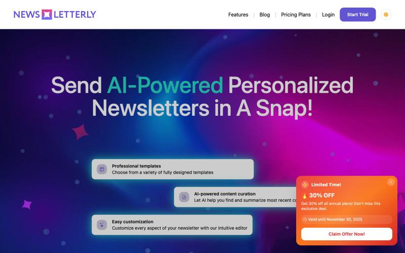 Newsletterly - AI-Powered Newsletter Creation & Automation Platform — screenshot