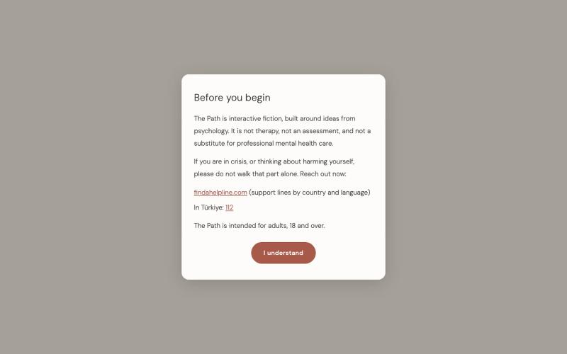 The Path — An Interactive Self-Understanding Journey — screenshot