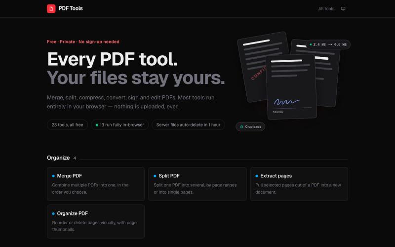 PDF Tools — merge, split, convert & edit PDFs — screenshot