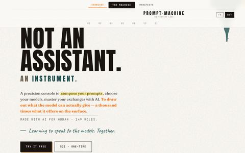 PROMPTMACHINE · A Prompt Engineering Instrument, Not an Assistant — screenshot