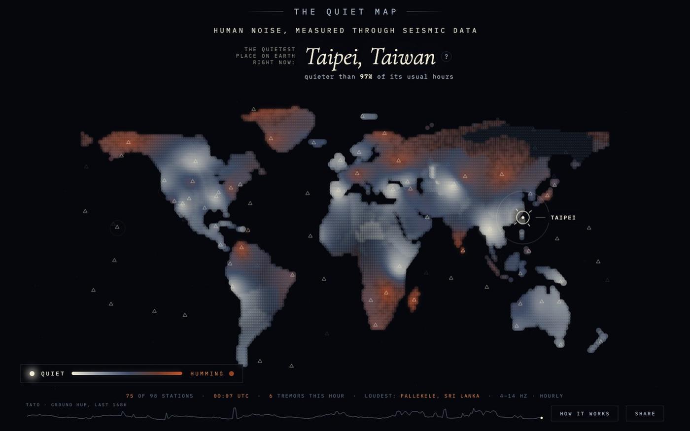 The Quiet Map — the quietest place on Earth right now — screenshot