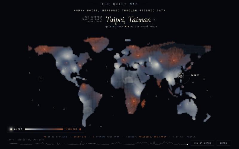The Quiet Map — the quietest place on Earth right now — screenshot