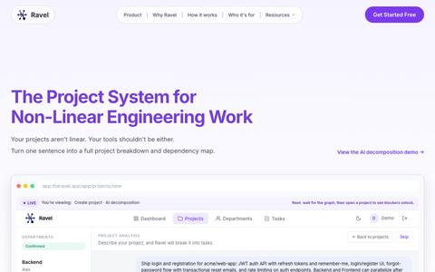 AI project management for developers | Ravel — screenshot