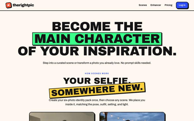 Become the main character of your inspiration · TheRightPic — screenshot