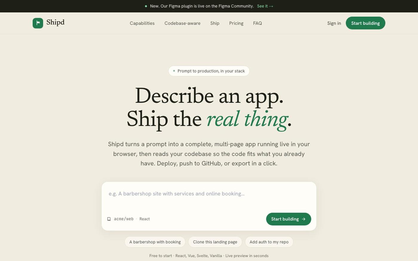 Shipd — Describe an app. Ship the real thing. — screenshot