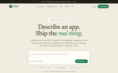 Shipd — Describe an app. Ship the real thing. — screenshot