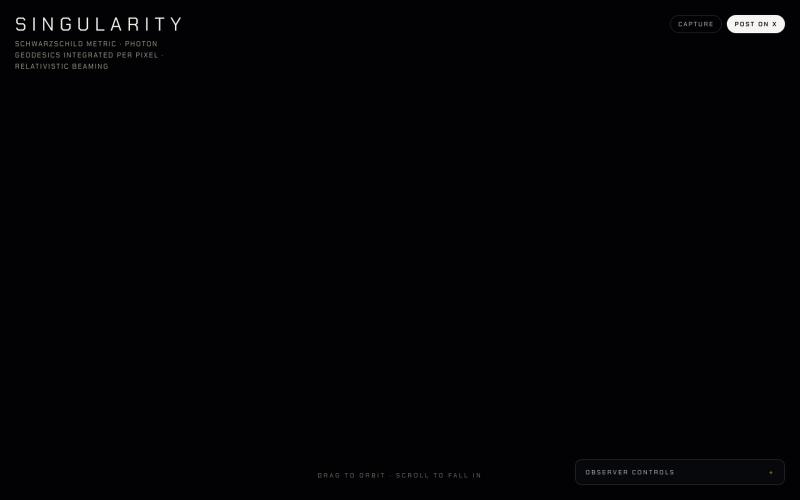 Singularity — a black hole raytraced in your browser — screenshot