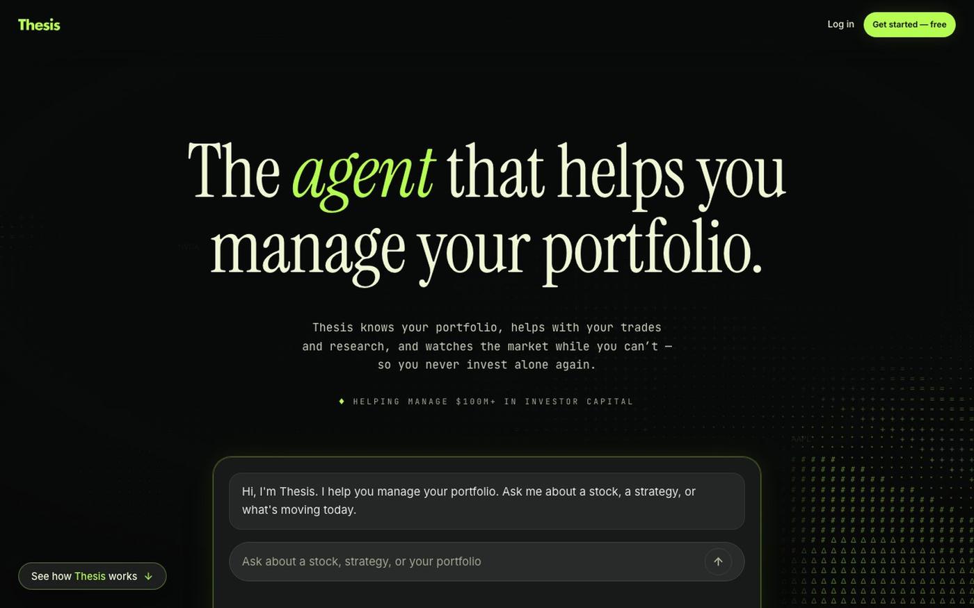 AI Investing Copilot for Your Portfolio | THESIS — screenshot