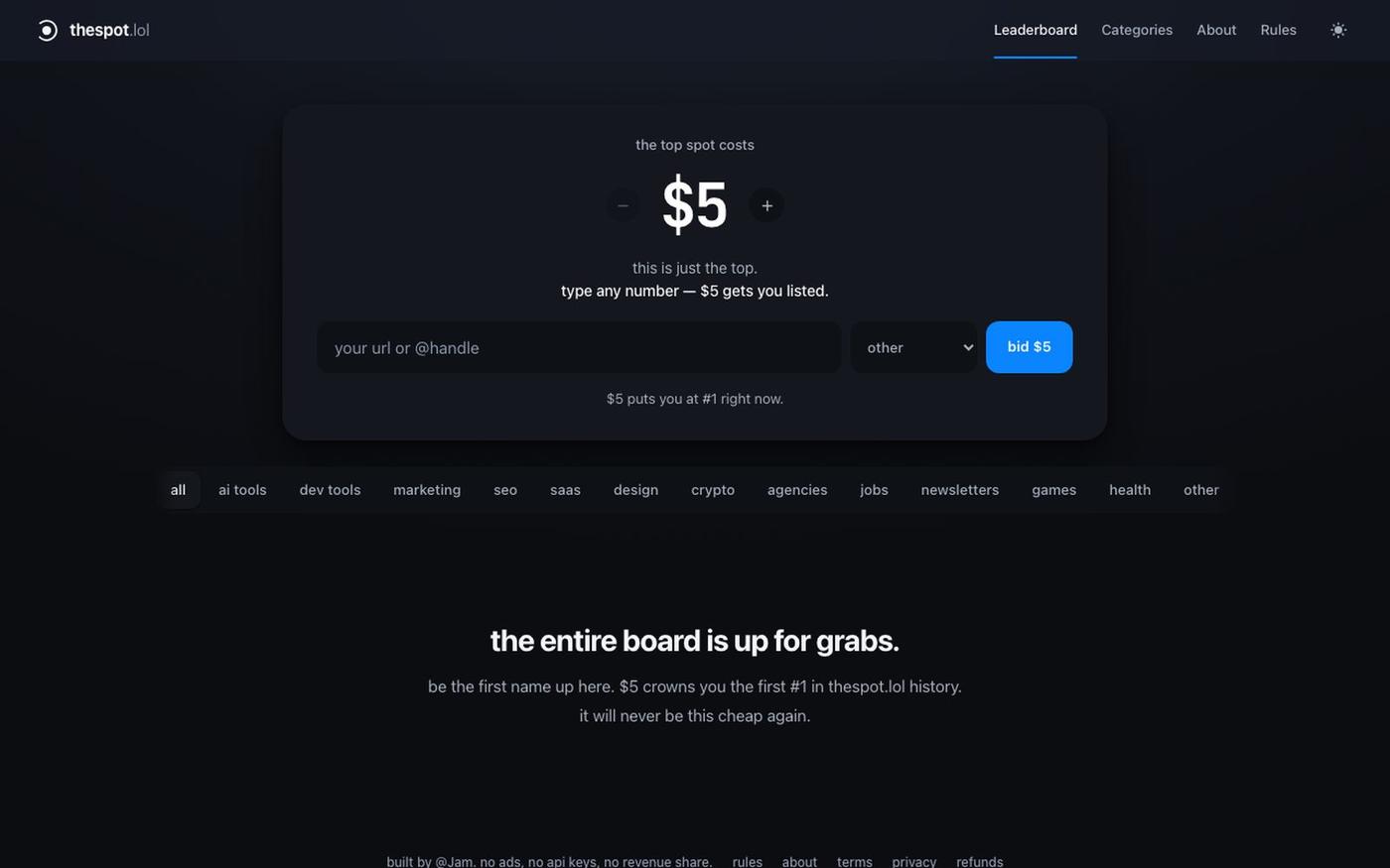 thespot.lol — rank is the money — screenshot