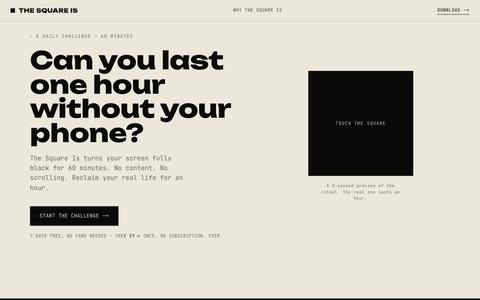 The Square Is — one-hour daily phone detox ritual (iOS app & Android PWA) — screenshot