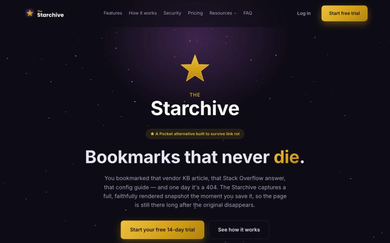 The Starchive — Bookmarks that never die — screenshot