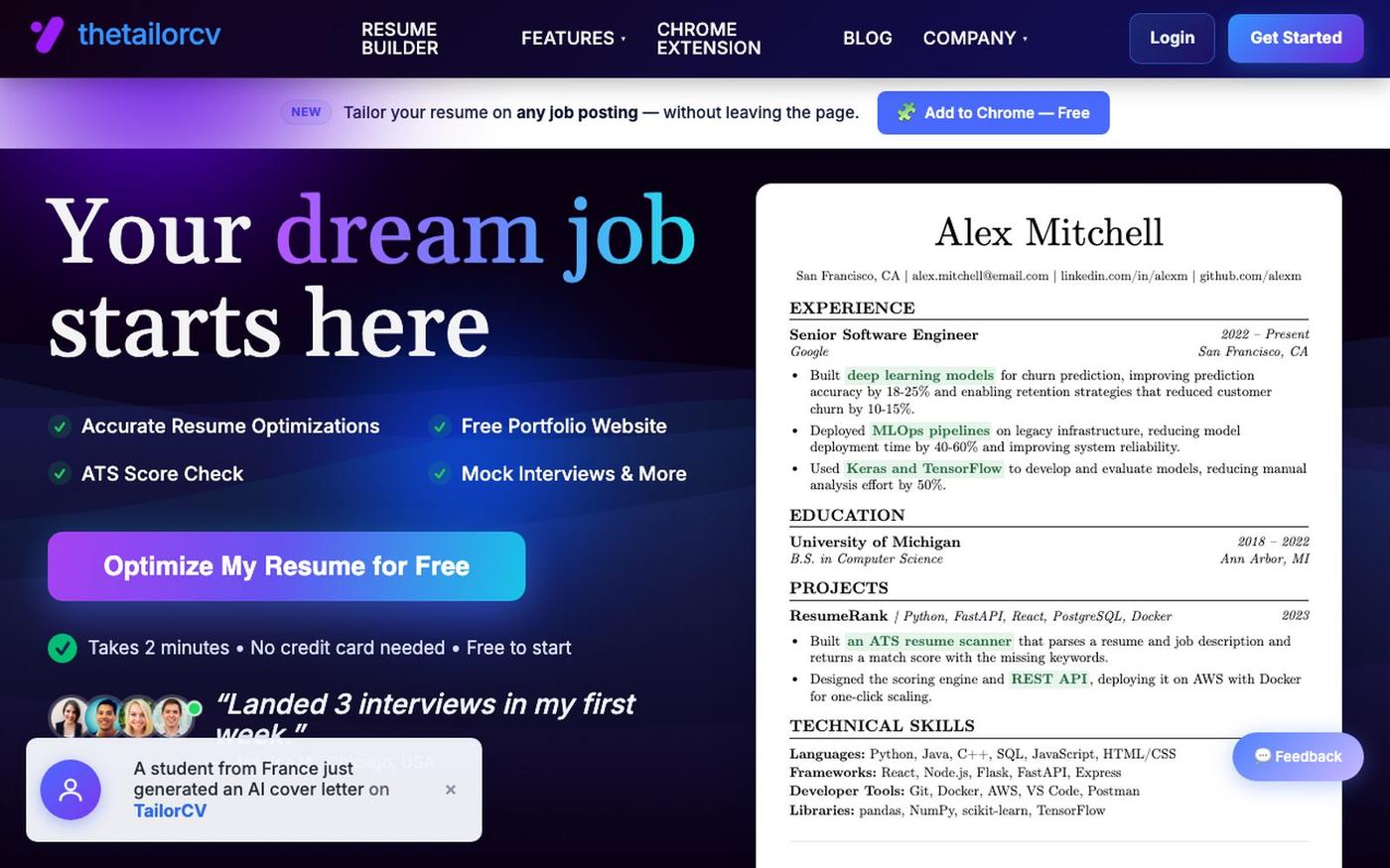 TailorCV - Everything You Need to Get Hired — screenshot