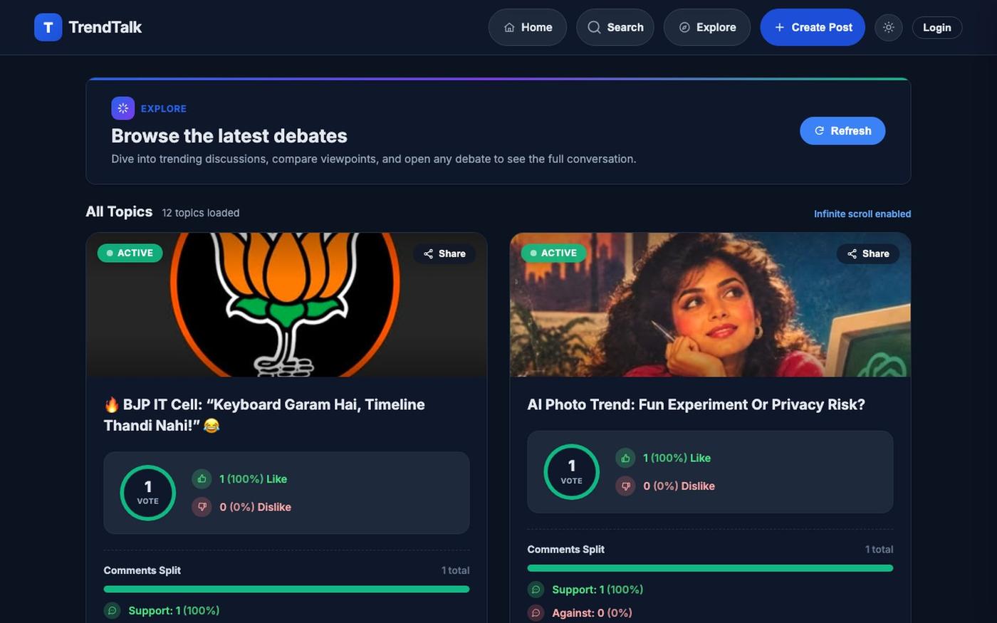 TrendTalk - Trending Topics — screenshot