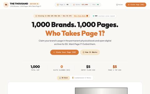 THE THOUSAND — 1,000 Brands. 1,000 Pages. Who Takes Page 1? — screenshot