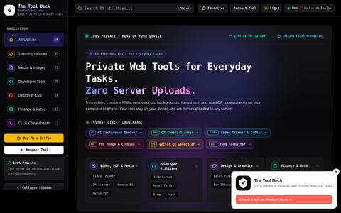 The Tool Deck — 69 Free Private In-Browser Web Tools for Everyone — screenshot