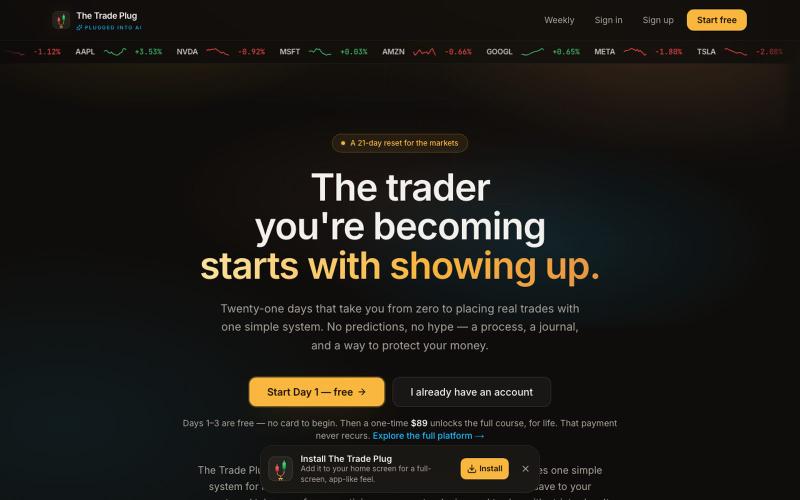 The Trade Plug — The trader you're becoming — screenshot
