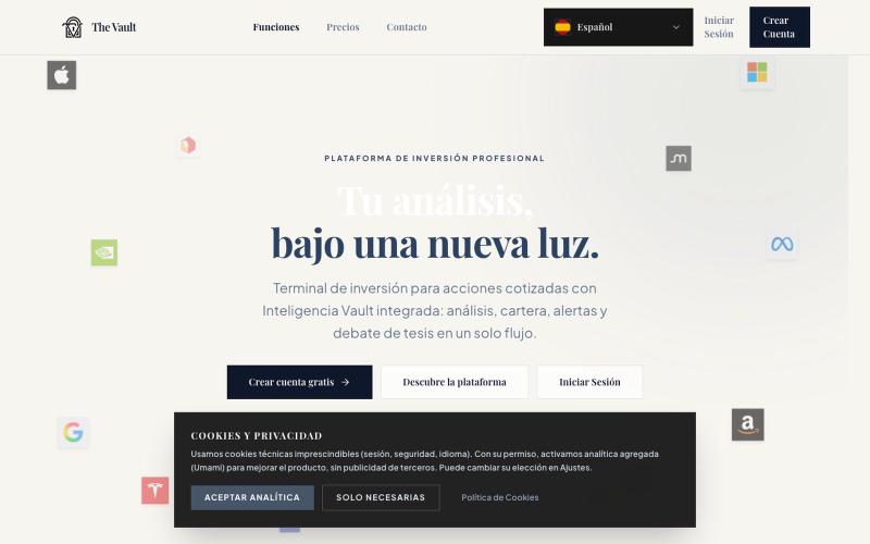 The Vault — Análisis de acciones, cartera e inteligencia para inversores — screenshot
