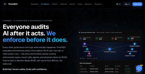 AI Governance & Runtime Enforcement for Mid-Sized Companies | ThinkNEO — screenshot