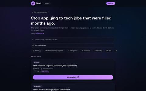 Thorio, Verified Remote tech jobs, Updated Daily — screenshot