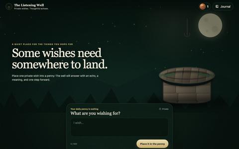 Throw a Penny | AI Wishing Well & Private Reflection — screenshot