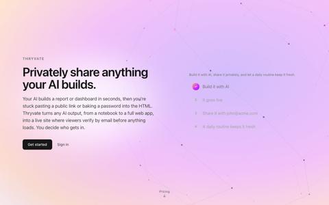 Thryvate · Privately share anything your AI builds — screenshot