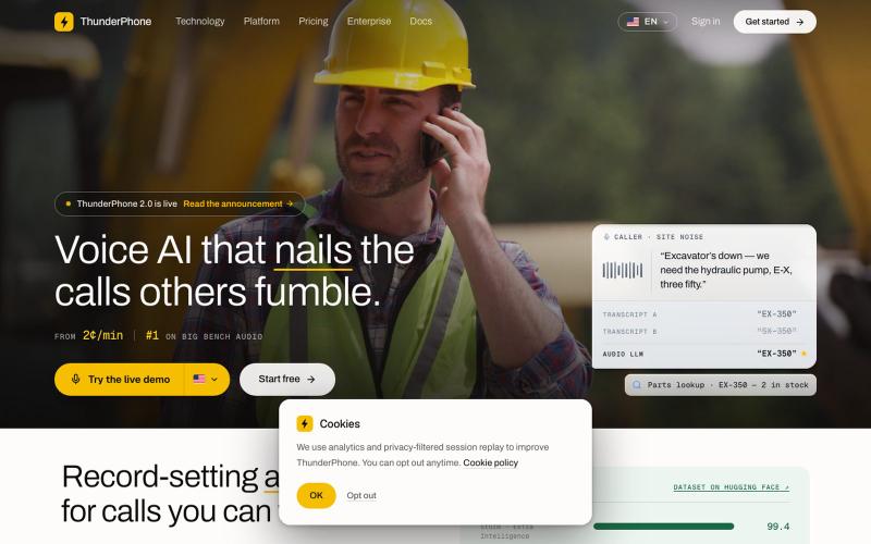ThunderPhone: AI Phone Agents — screenshot
