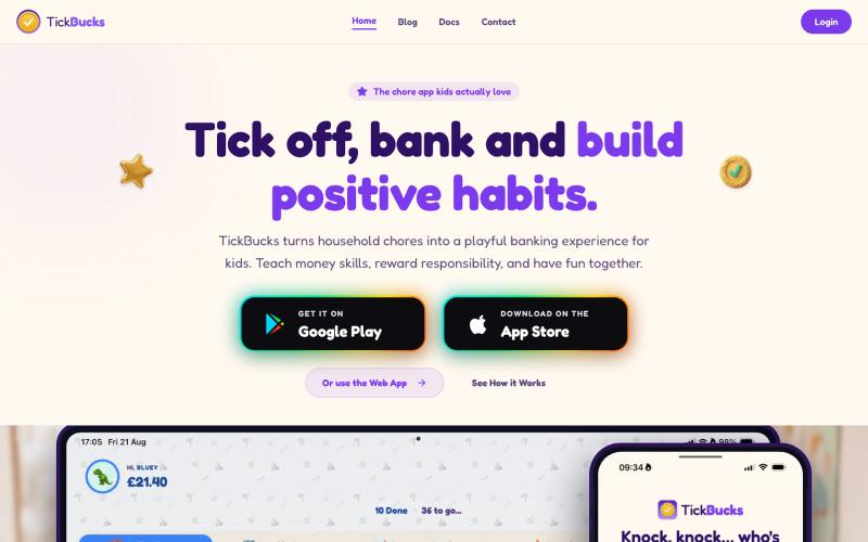 TickBucks — Chore & Pocket Money Tracker for Families — screenshot