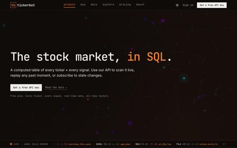 Tickerbot — The stock market, in SQL — screenshot