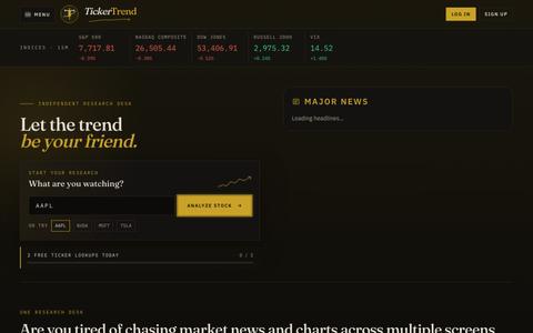 TickerTrend · Market News, Stock Analysis, Support Lines, Daily Recommendations, — screenshot