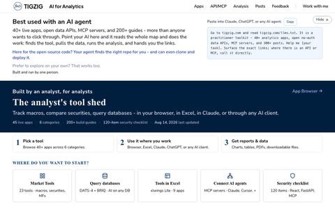 TigZig - AI Tools for Analytics, Databases & Automation — screenshot