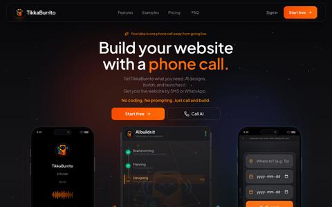 TikkaBurrito — Build a Website with a Phone Call — screenshot