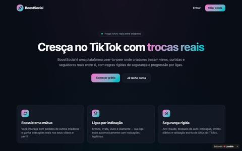 BoostSocial — Cresça no TikTok com trocas reais — screenshot