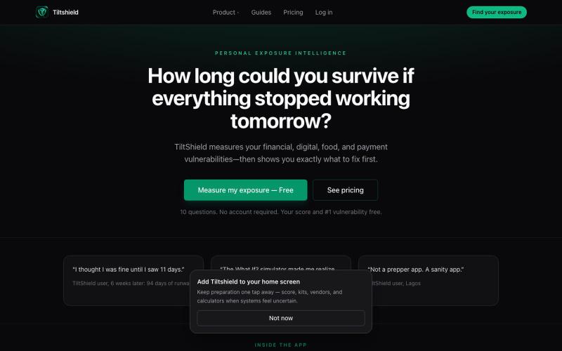 TiltShield — Know What Could Break Before It Does — screenshot