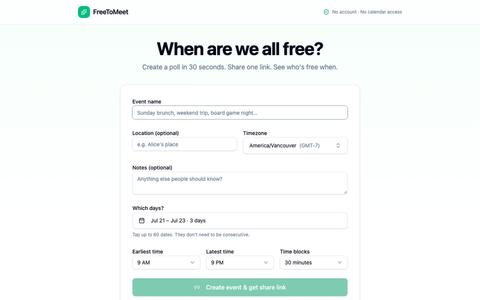 FreeToMeet — Group scheduling without the pain — screenshot