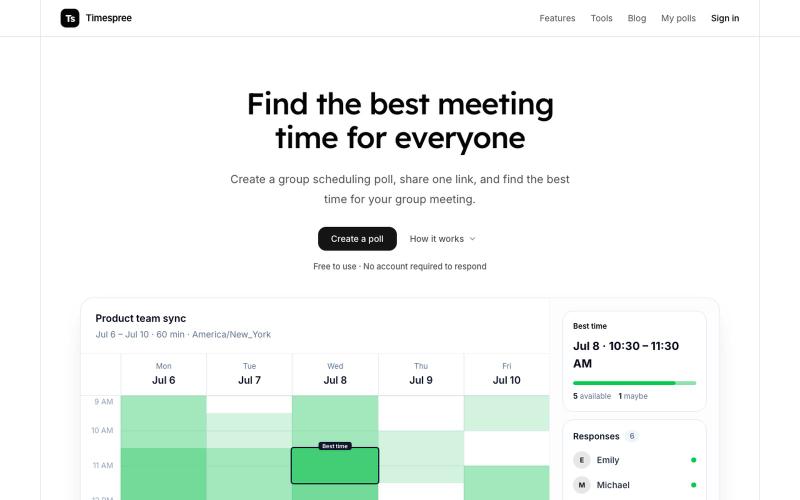 Free Group Availability Poll — Timespree — screenshot