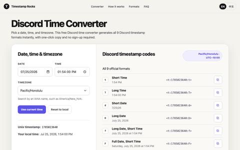 Discord Time Converter — Generate Discord Timestamps — screenshot
