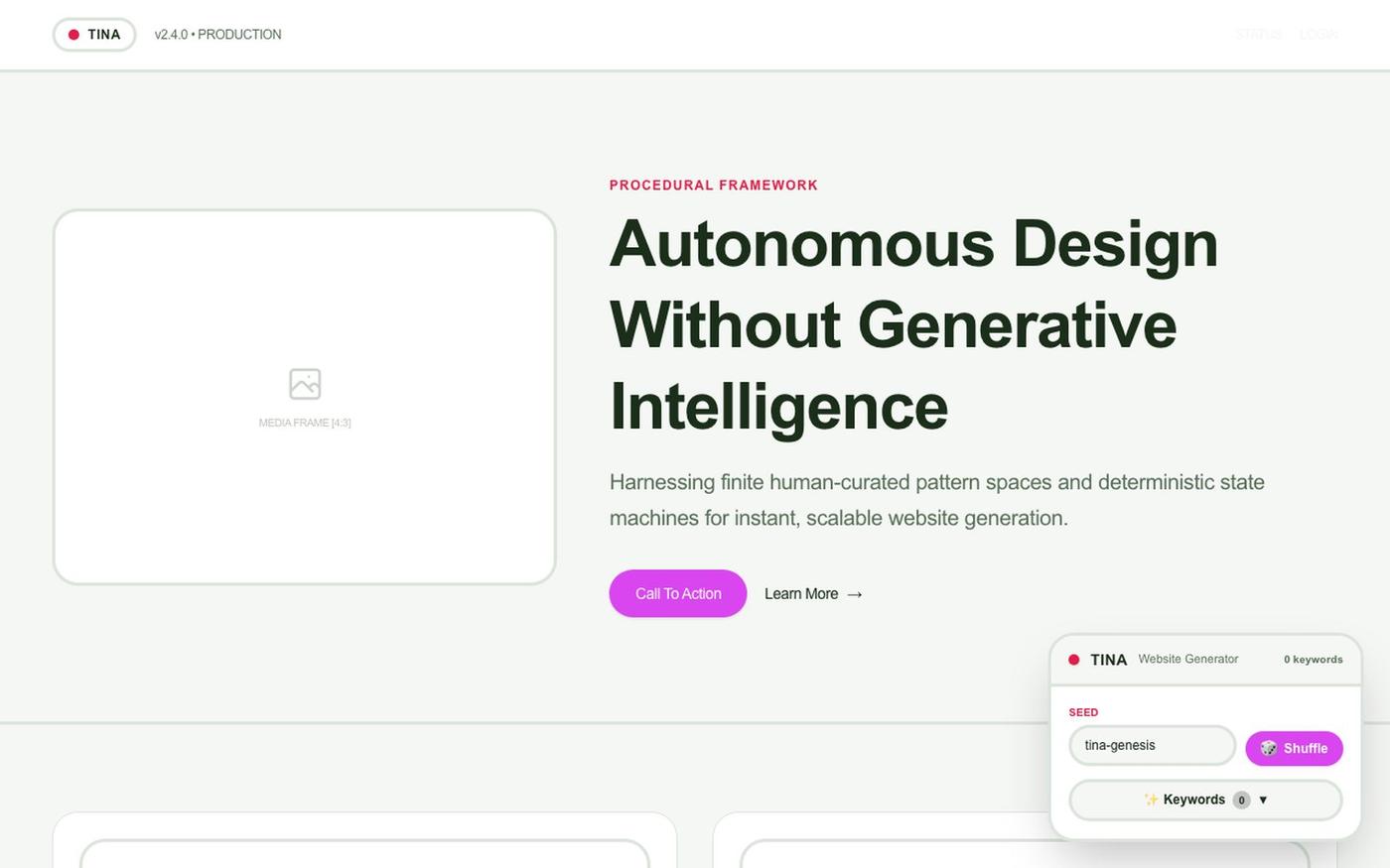TINA — Procedural Website Generator — screenshot