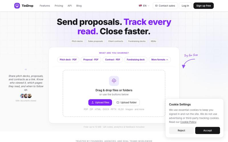 TiniDrop — Document Intelligence Platform | Share Files & Track Views | TiniDrop — screenshot