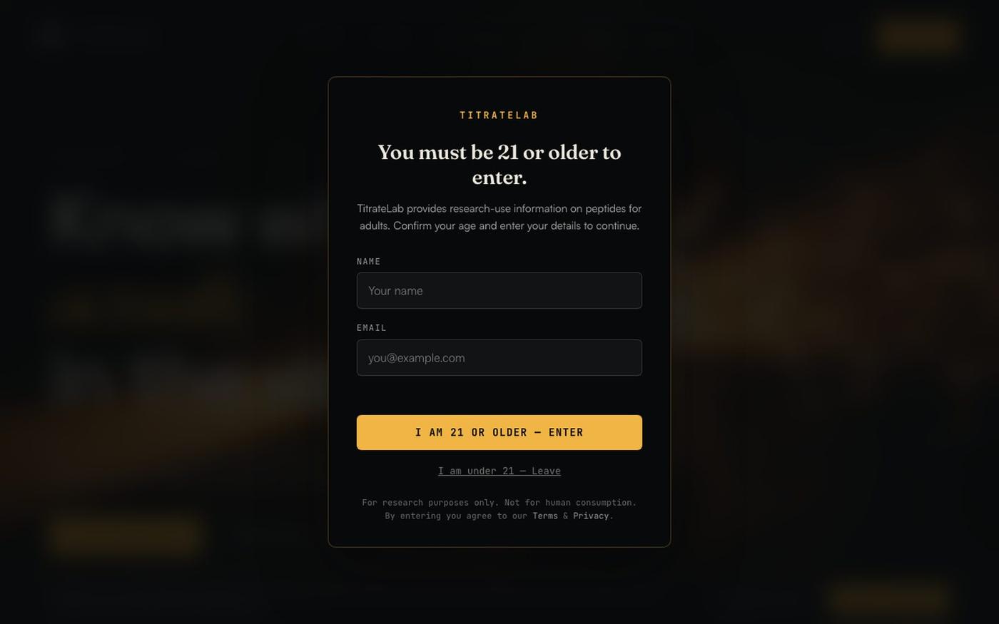 TitrateLab — Know what's actually in the vial. — screenshot