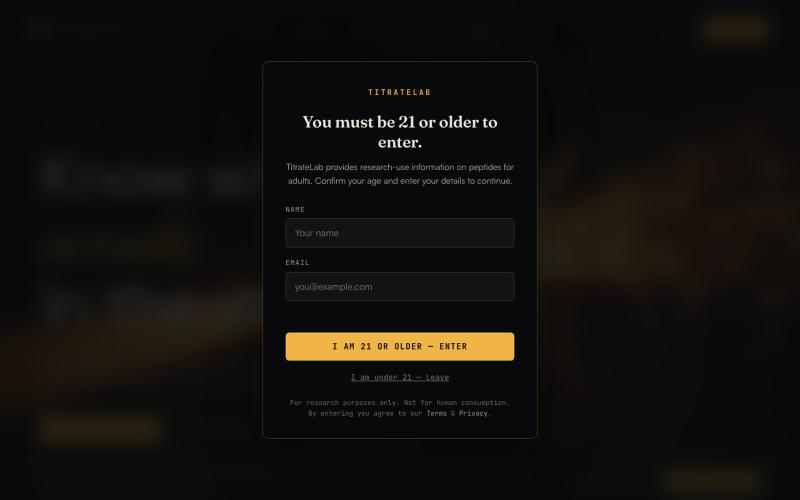 TitrateLab — Know what's actually in the vial. — screenshot