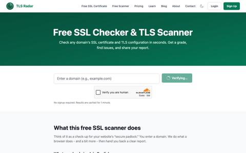 Free SSL Checker & TLS Scanner | TLS Radar — screenshot