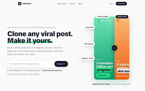 TokCloner — Clone viral posts for your business — screenshot