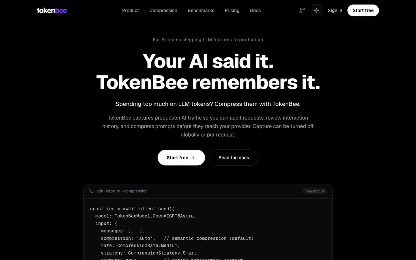 TokenBee — Your AI said it. TokenBee remembers it. — screenshot