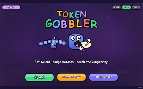Token Gobbler — an arcade game where you're an LLM eating tokens — screenshot