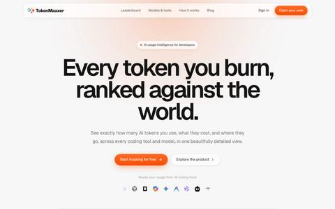 TokenMaxxer — the global AI usage leaderboard — screenshot
