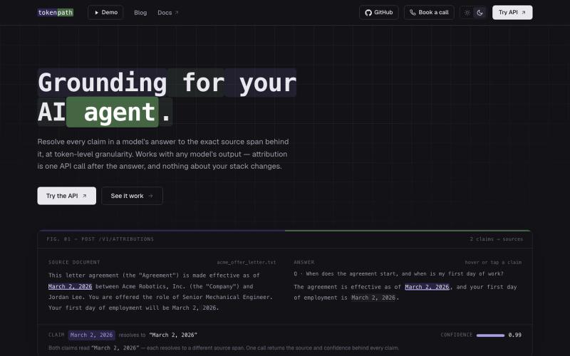 TokenPath — Citations, built for AI agents — screenshot