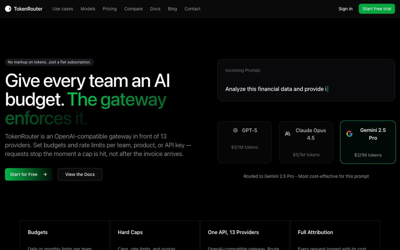 TokenRouter — Control your AI spend — screenshot
