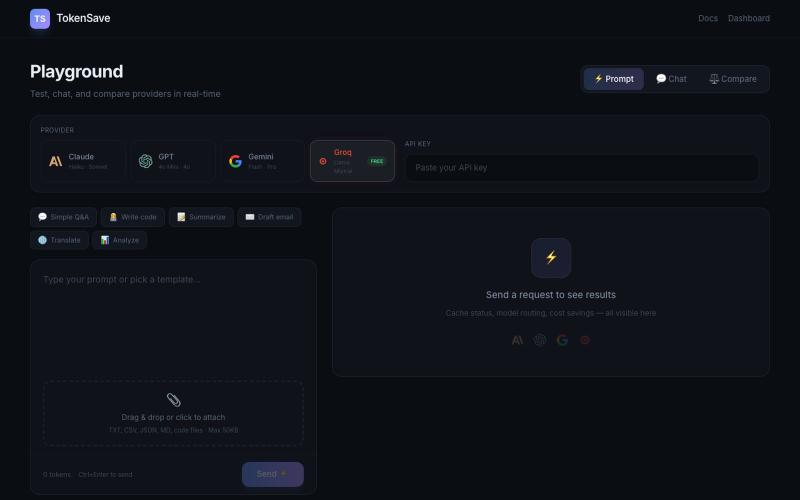 TokenSave — Cut Your AI API Costs by up to 40% — screenshot