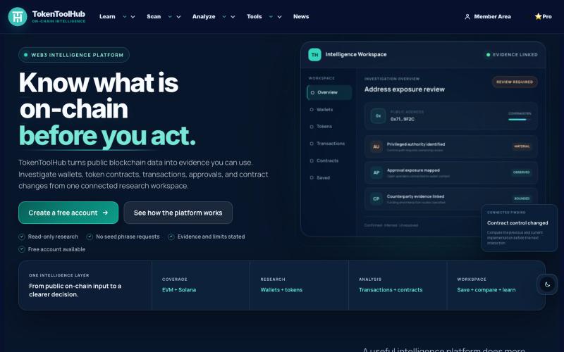 Web3 Security Tools & On-Chain Intelligence - TokenToolHub – Web3 Security Tools — screenshot