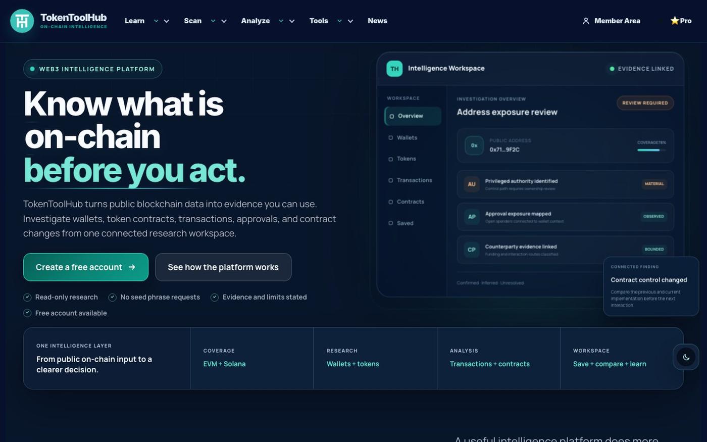 Web3 Security Tools & On-Chain Intelligence - TokenToolHub – Web3 Security Tools — screenshot